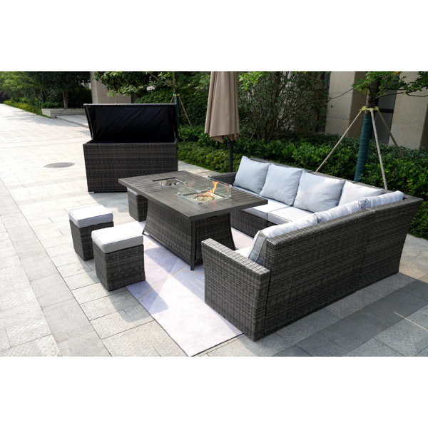 Lark Manor Pallavi Wicker/Rattan 9 Person Seating Group With Cushions